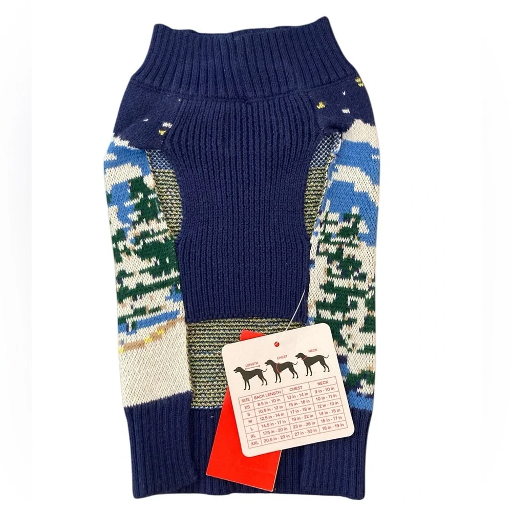 Holiday Lane XS Pet Sweater snowy village town wonderland Blue family sweaters